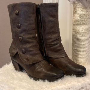 Dark Brown Button Detail Boots, Sz 38